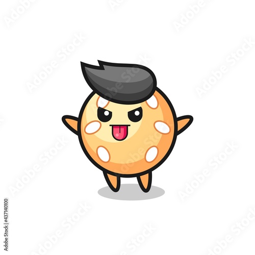 naughty sesame ball character in mocking pose