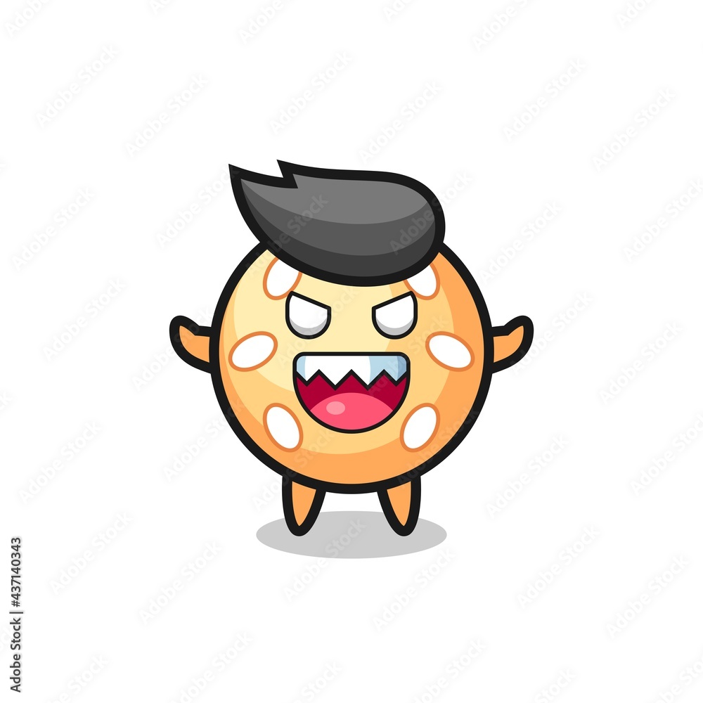 illustration of evil sesame ball mascot character