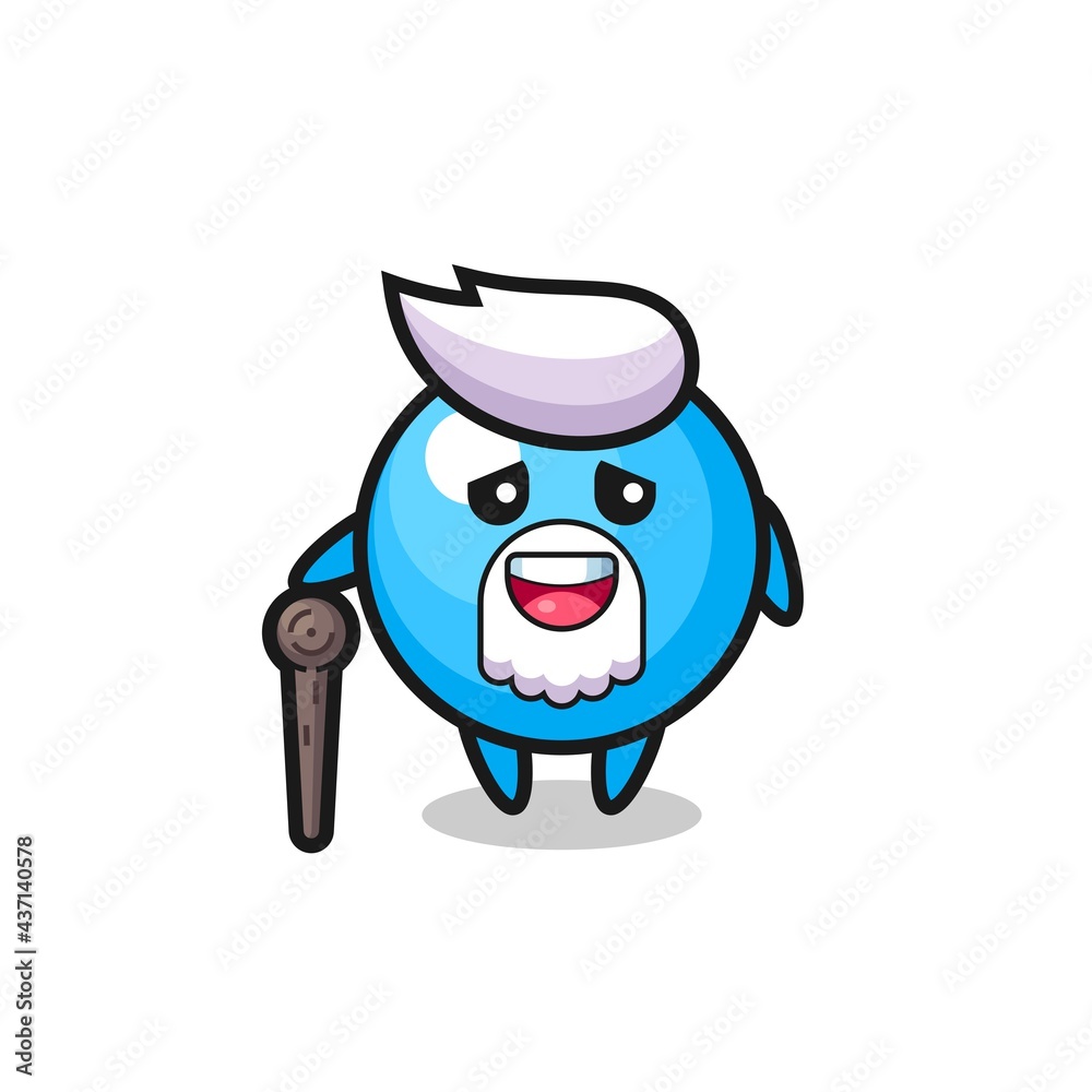 cute bubble gum grandpa is holding a stick