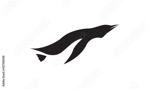 silhouette modern swim penguin logo vector symbol icon design graphic illustration