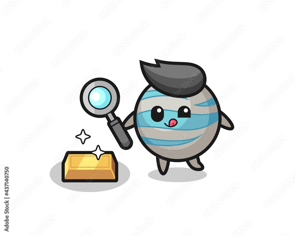 planet character is checking the authenticity of the gold bullion planet character is checking the authenticity of the gold bullion