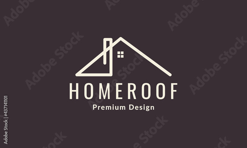 line roof chimney logo symbol vector design illustration