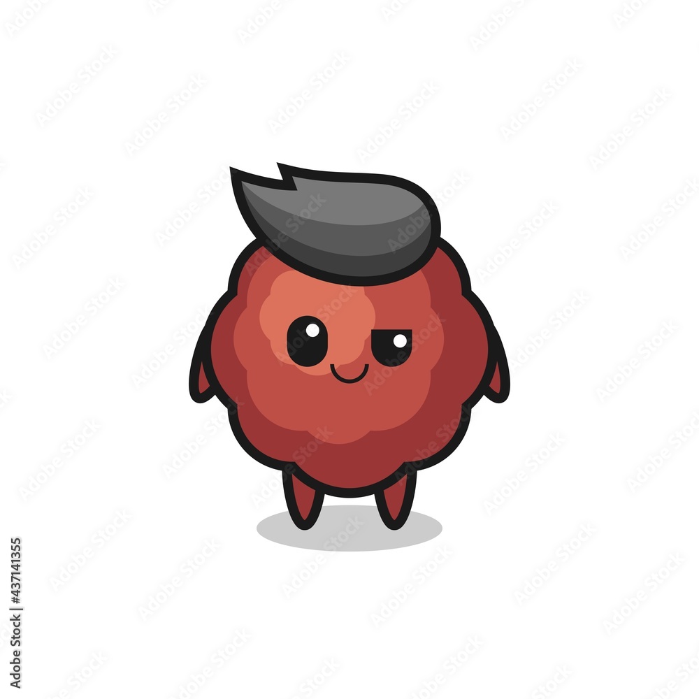 meatball cartoon with an arrogant expression