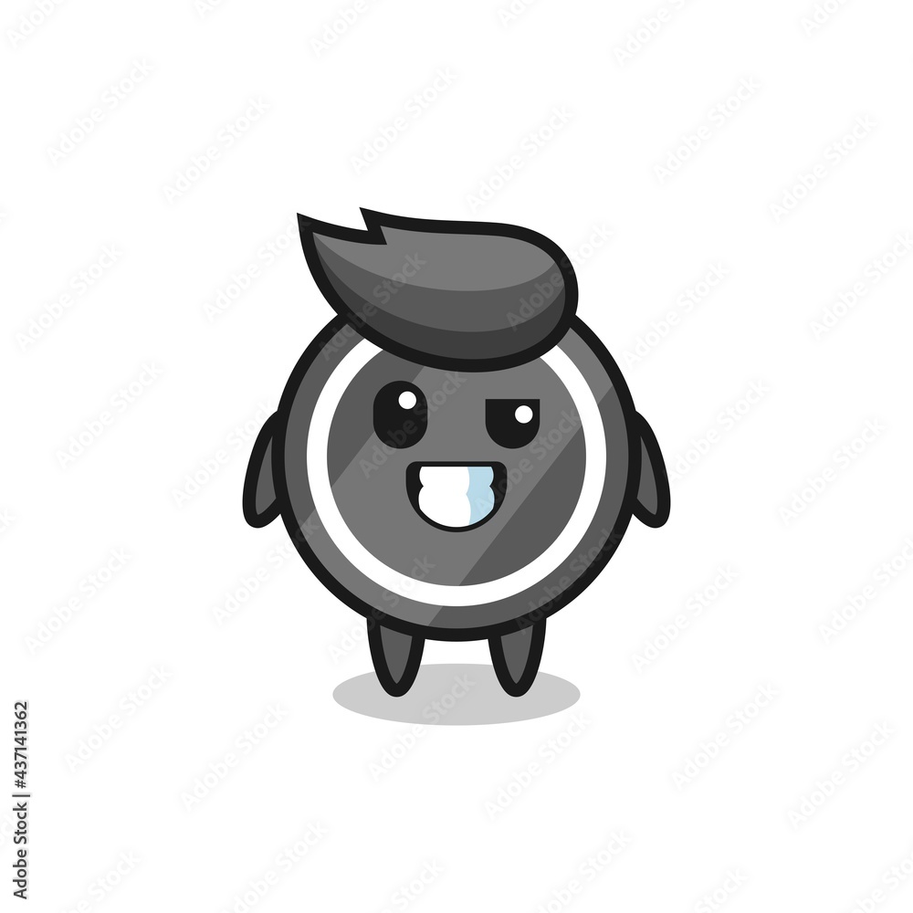 cute hockey puck mascot with an optimistic face cute hockey puck mascot with an optimistic face