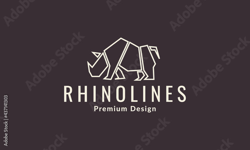 animal rhino geometric lines logo symbol vector icon illustration graphic design