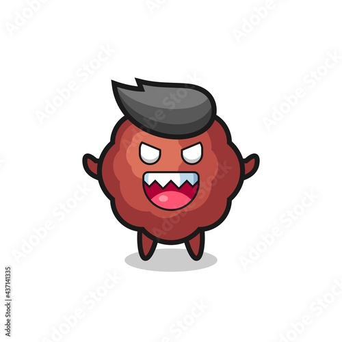 illustration of evil meatball mascot character