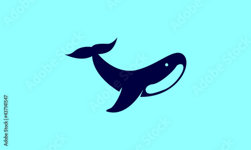 cute shape modern fish whale swim logo symbol vector icon illustration graphic design