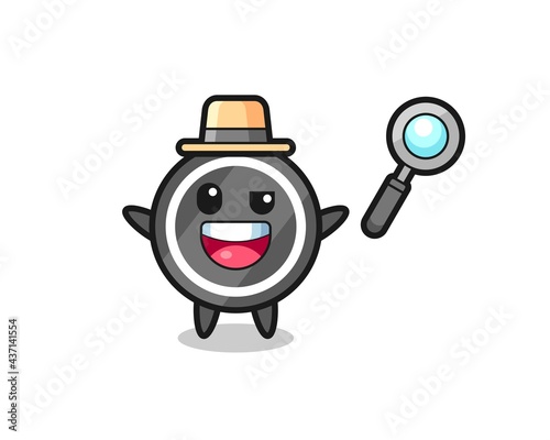 illustration of the hockey puck mascot as a detective who manages to solve a case