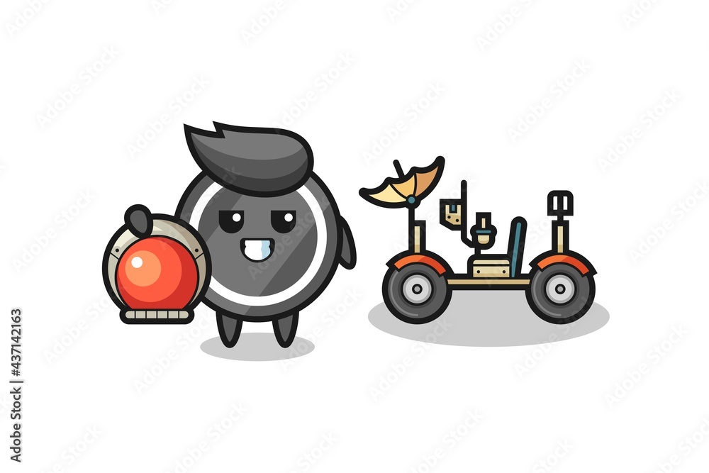 the cute hockey puck as astronaut with a lunar rover the cute hockey puck as astronaut with a lunar rover