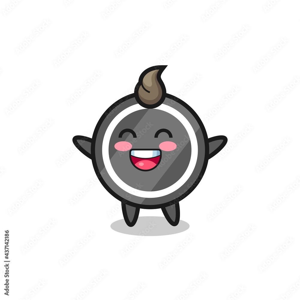 Fototapeta premium happy baby hockey puck cartoon character