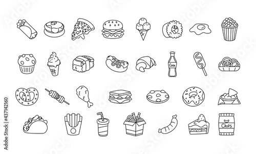 Set of fast foods icons