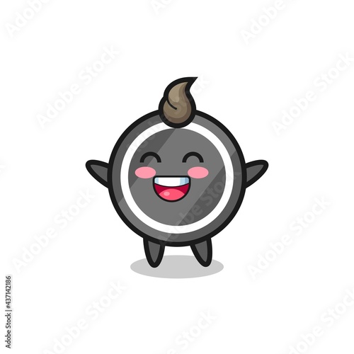 happy baby hockey puck cartoon character