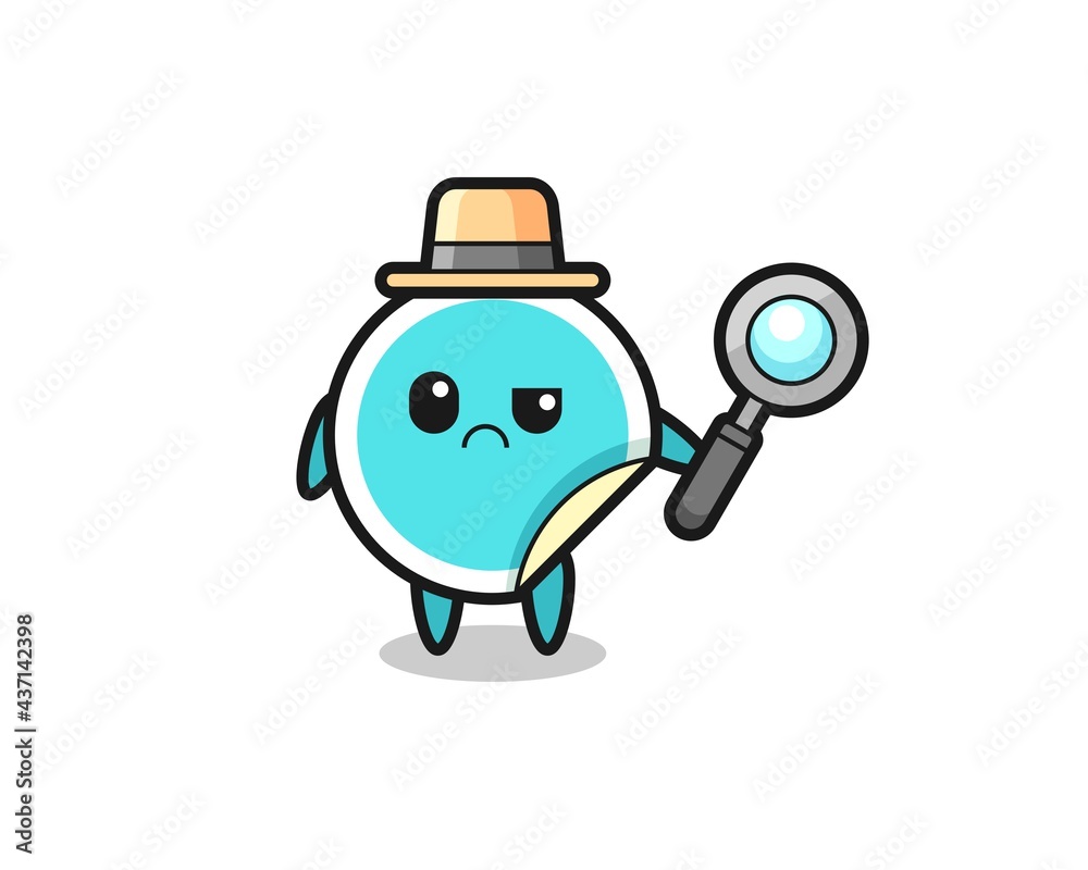 the mascot of cute sticker as a detective