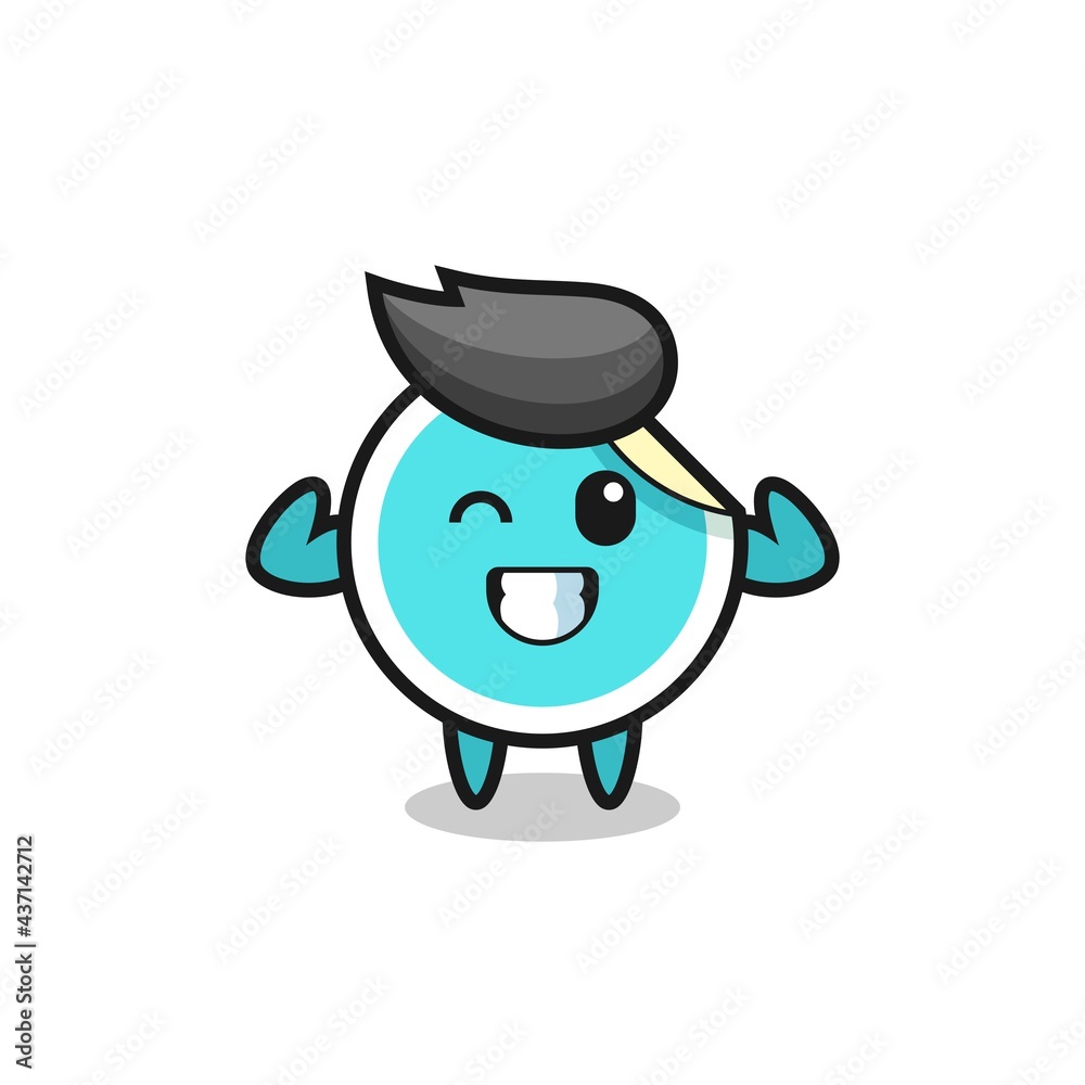 the muscular sticker character is posing showing his muscles