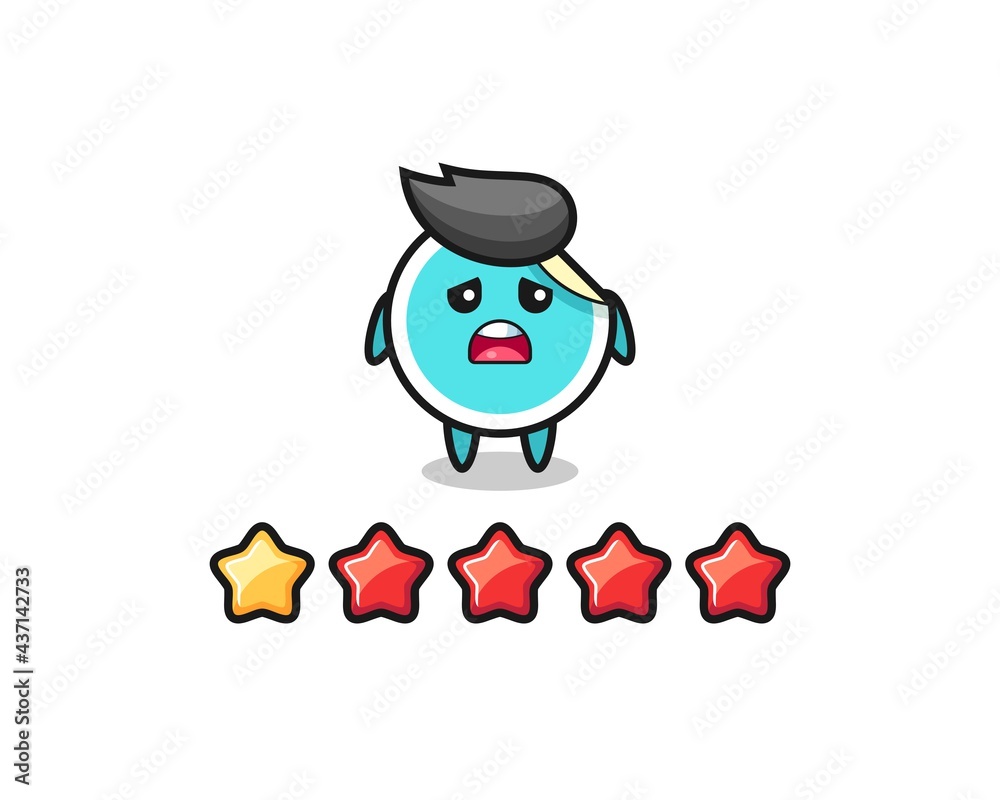 the illustration of customer bad rating, sticker cute character with 1 star