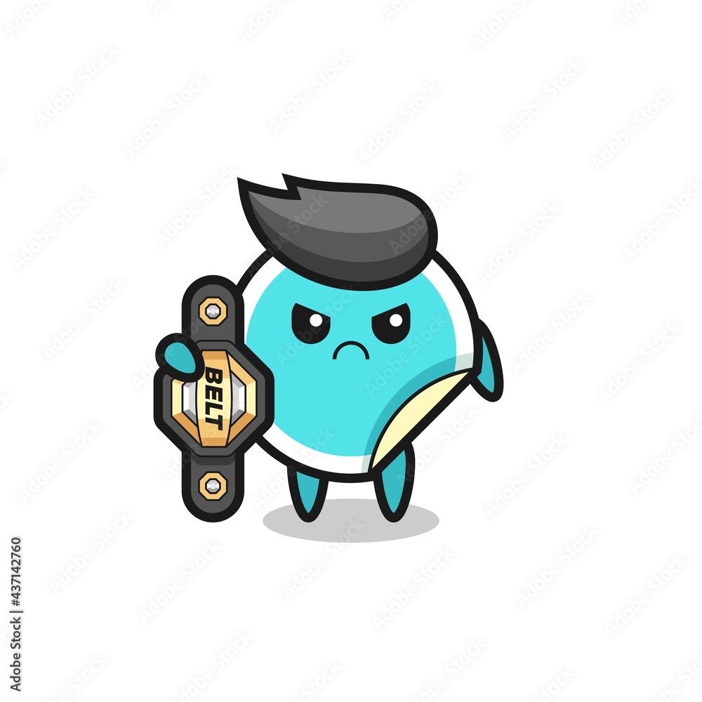 sticker mascot character as a MMA fighter with the champion belt