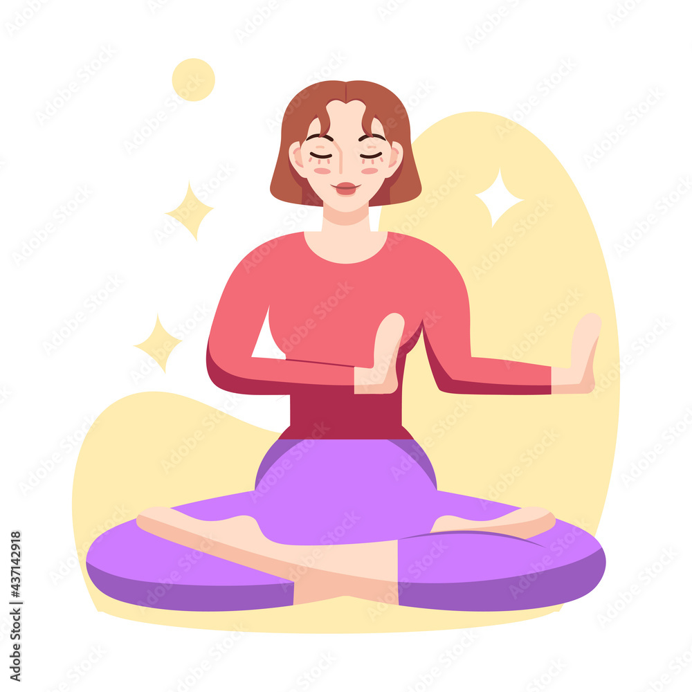 Isolated woman meditating Healthy Lifestyle Isolated woman meditating Healthy Lifestyle