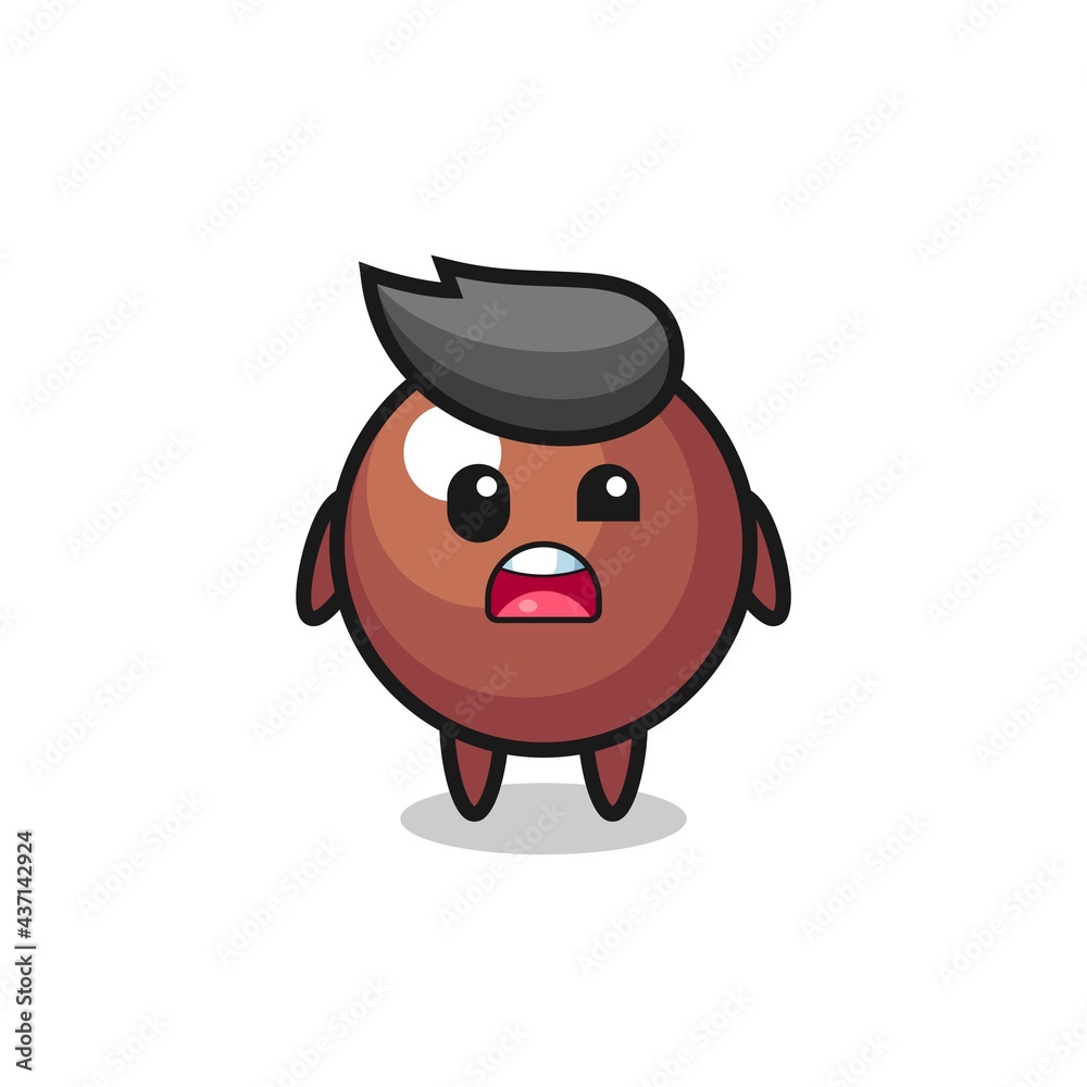 the shocked face of the cute chocolate ball mascot the shocked face of the cute chocolate ball mascot