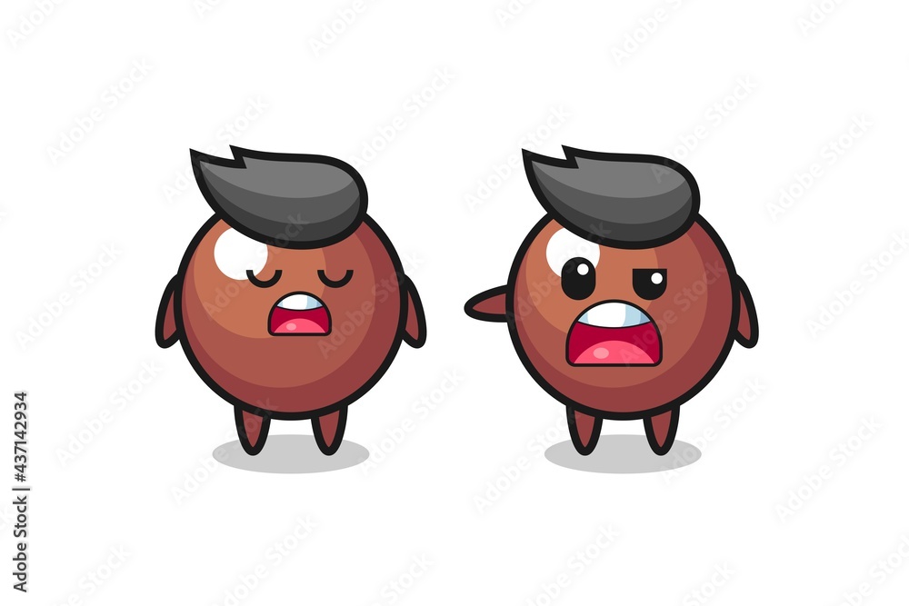 illustration of the argue between two cute chocolate ball characters