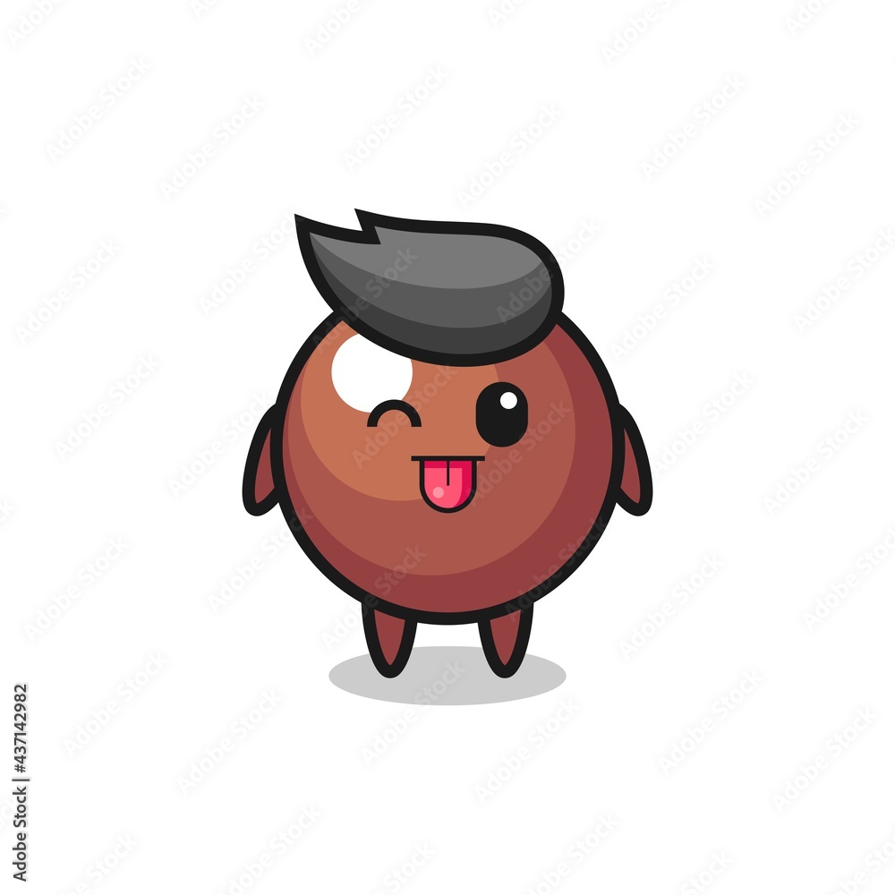 cute chocolate ball character in sweet expression while sticking out her tongue cute chocolate ball character in sweet expression while sticking out her tongue