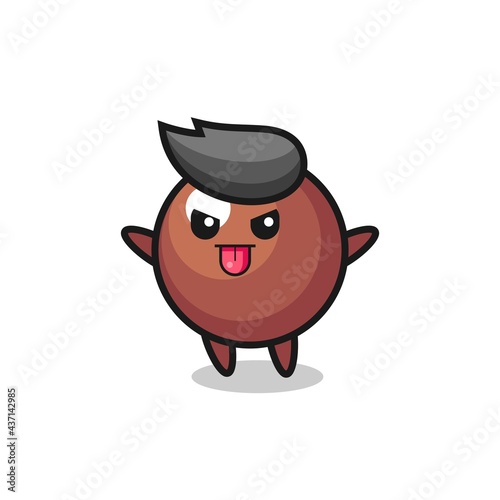 naughty chocolate ball character in mocking pose