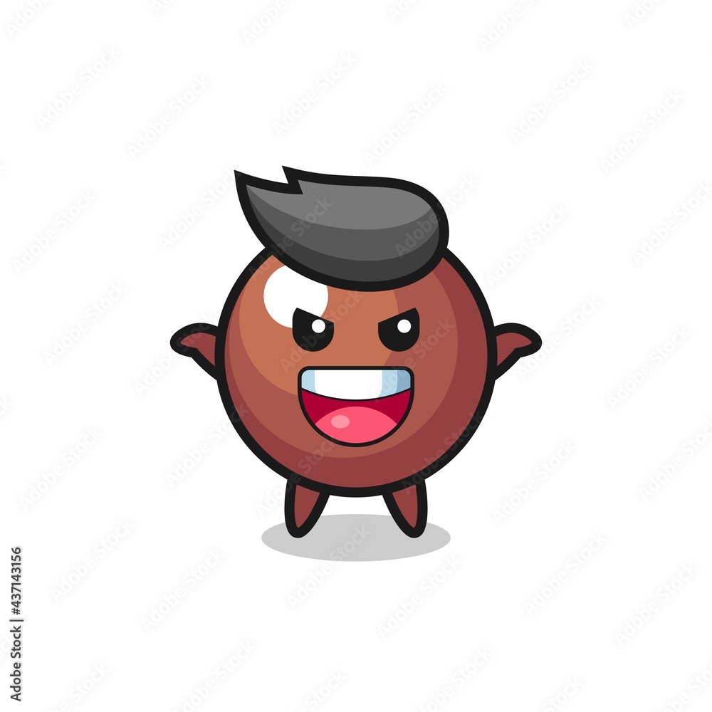 the illustration of cute chocolate ball doing scare gesture