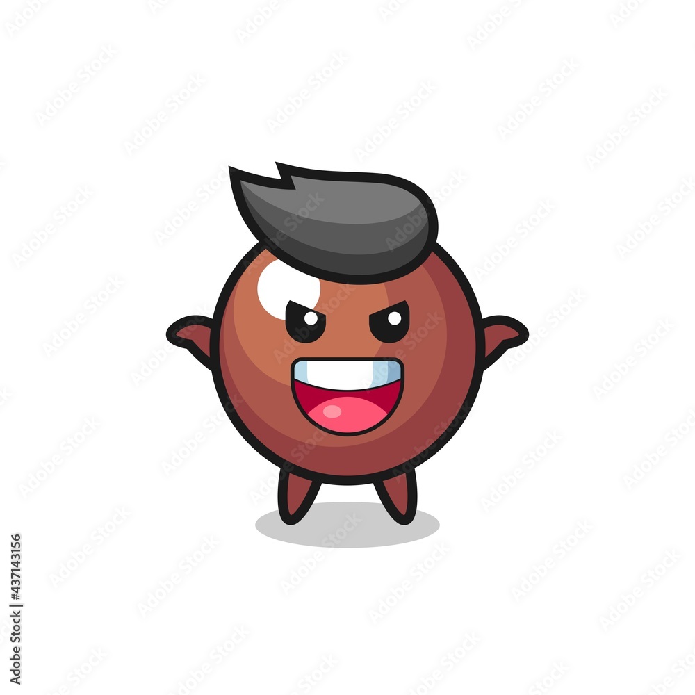 the illustration of cute chocolate ball doing scare gesture the illustration of cute chocolate ball doing scare gesture