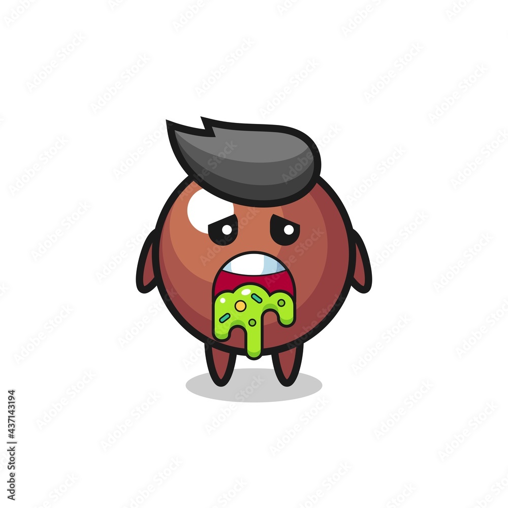 the cute chocolate ball character with puke
