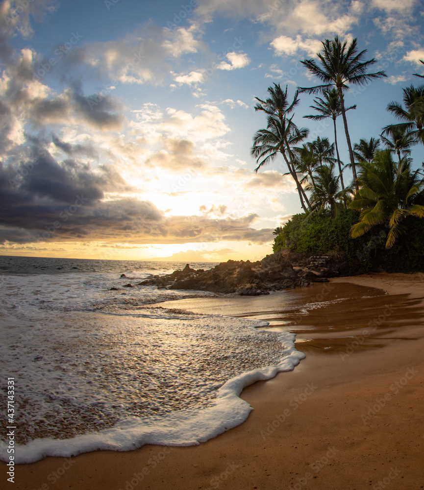 Sunset on a beach in Maui