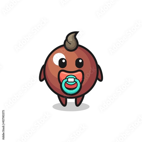 baby chocolate ball cartoon character with pacifier