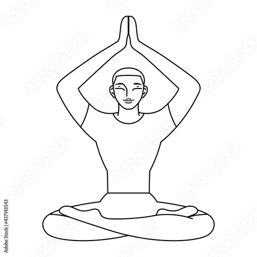 Isolated outline of man meditating Healthy Lifestyle