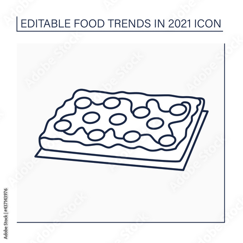 Pizza line icon. Detroit style pizza. Fast food. Rectangular pizza with thick crust.Food trends concept. Isolated vector illustration. Editable stroke