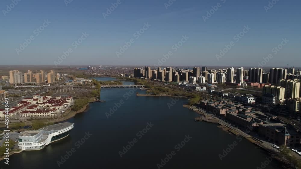 Aerial photo of waterfront city architecture, North China Aerial photo of waterfront city architecture, North China