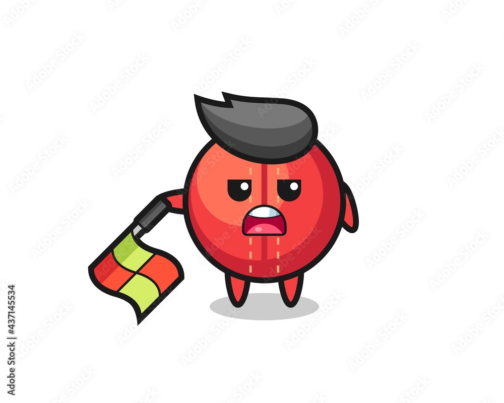 cricket ball character as line judge hold the flag down at a 45 degree angle cricket ball character as line judge hold the flag down at a 45 degree angle