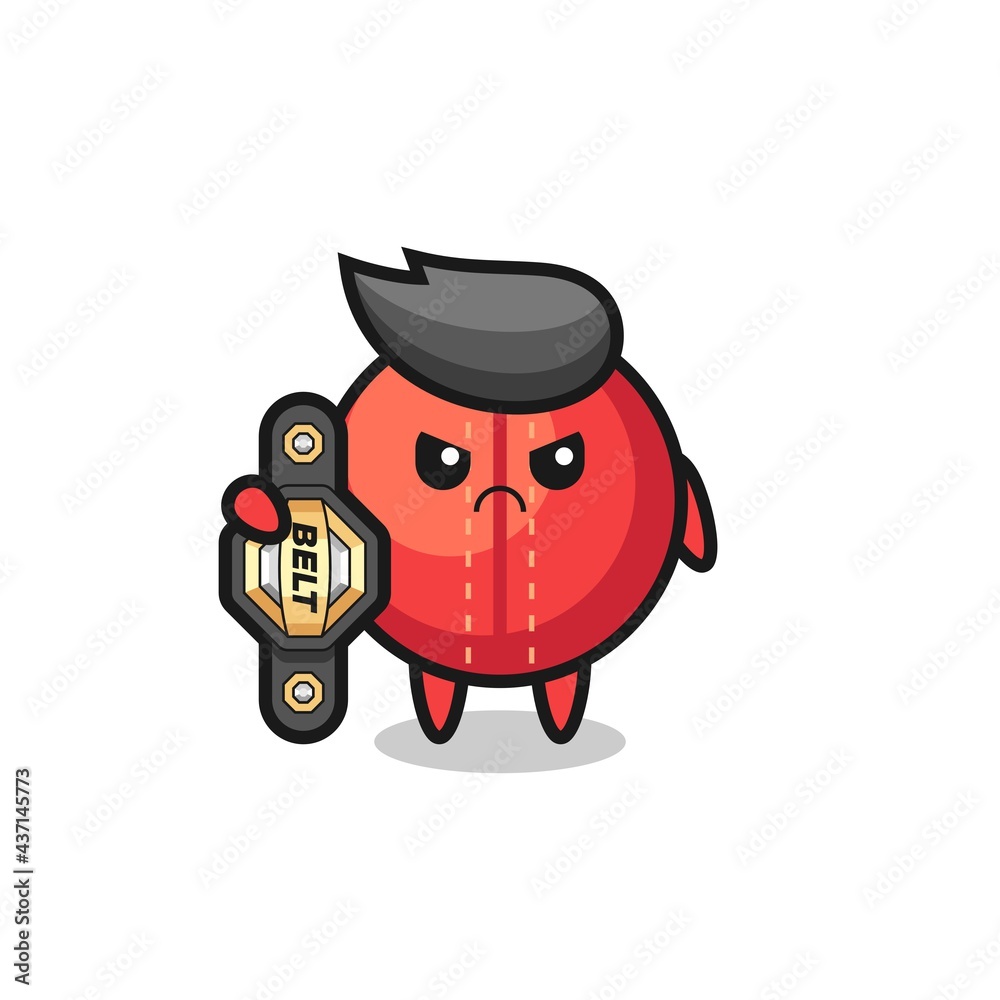 cricket ball mascot character as a MMA fighter with the champion belt cricket ball mascot character as a MMA fighter with the champion belt