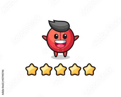 the illustration of customer best rating, cricket ball cute character with 5 stars © heriyusuf