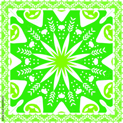  Fantastic flower ornament. Beautiful vector pattern. Design can be used for Scarf  Card  bandana print  kerchief design  napkin 