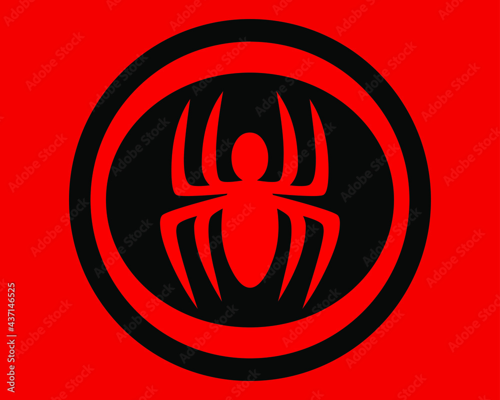 logo icon Red Spider symbol inside a Black circle isolated on a red background. Can be pasted and edited as needed. Vector illustration logo icon Red Spider symbol inside a Black circle isolated on a red background. Can be pasted and edited as needed. Vector illustration