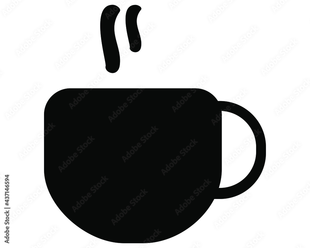 drink symbol logo icon, coffee cup, cup for brewing coffee with smoke on the glass. graphic design for various purposes