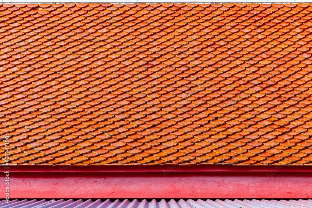 Clay tile roof at Thai temple pattern and background seamless Clay tile roof at Thai temple pattern and background seamless