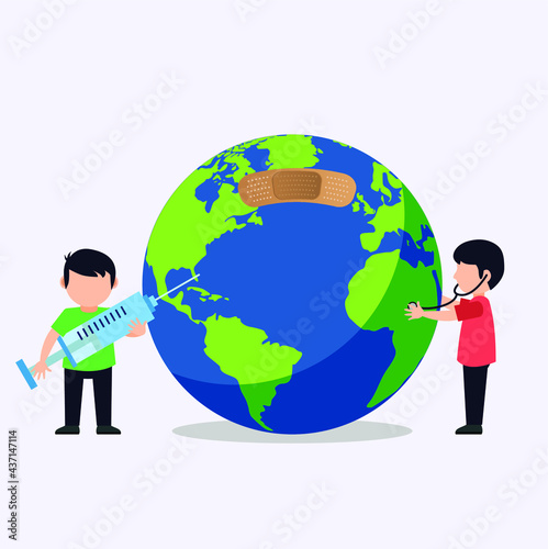 Background with the theme Save the Earth by taking care of the earth vector design illustration 03