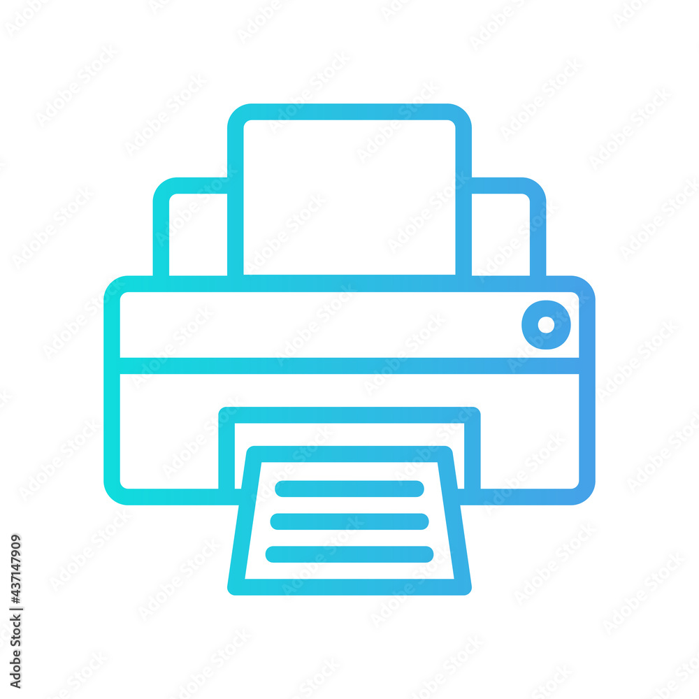 Printer icon vector illustration in gradient style about multimedia for any projects Printer icon vector illustration in gradient style about multimedia for any projects