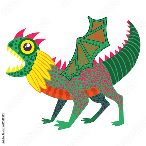 Isolated mexican dragon alebrije character