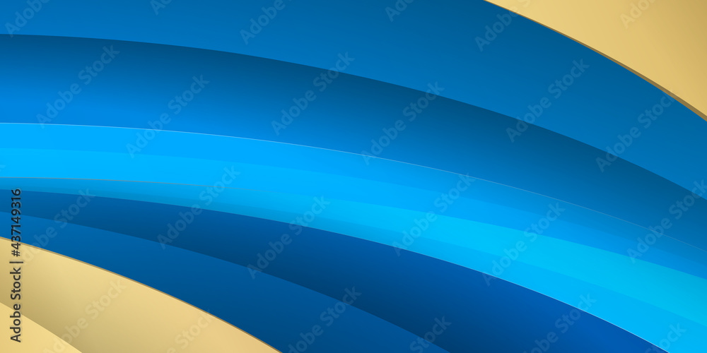 Abstract wave pattern luxury golden line with dark navy blue template ...
