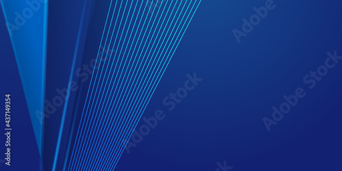 Dark navy blue and light blue shapes overlapped on background with glow striped lines and glitter. Luxury and elegant. Abstract template vector design. Design for presentation, banner, cover