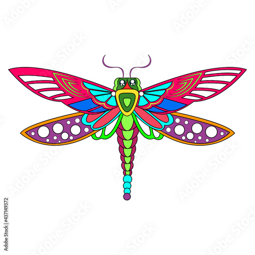 Isolated mexican dragonfly alebrije character