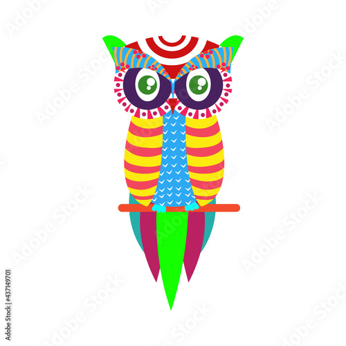 Isolated mexican owl alebrije character