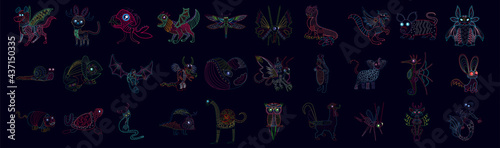 Set of different mexican alebrije characters