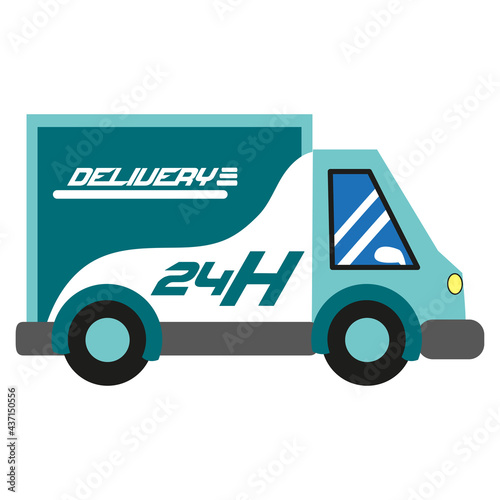Isolated delivery truck with text