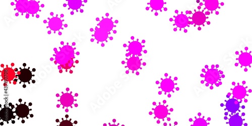 Light purple, pink vector backdrop with virus symbols.